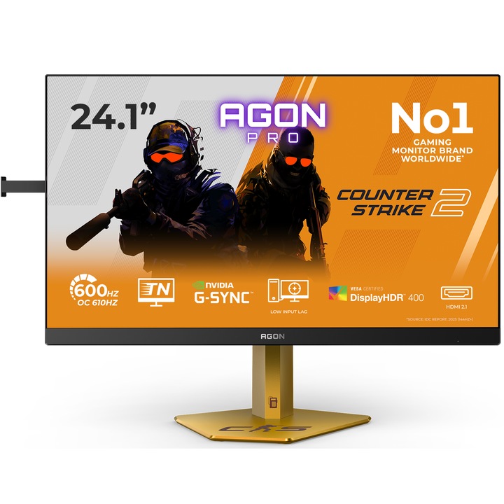 Monitor Gaming AOC 27" Fast IPS 4K UHD, 160Hz, 1ms (0.5ms MPRT), HDR400 HA Pivot HDMI DisplayPort USB hub