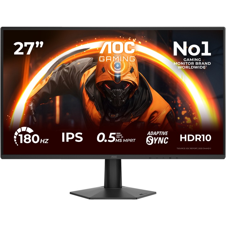 Monitor Gaming Samsung Odyssey G7 G70F, 27", 4K UHD (3840x2160) / FHD (1920x1080) Dual Mode, IPS, 180Hz / 360Hz, 1ms (GTG), AMD FreeSync Premium, NVIDIA G-Sync Compatible, HDR10+, Flicker Free, HDMI 2.1, DisplayPort, USB Hub, Pivot, Negru