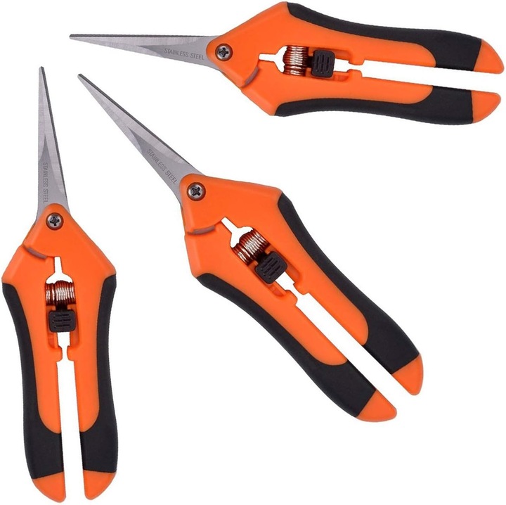 3 db kerti olló készlet, rozsdamentes acél pengék, ergonomikus, 15cm