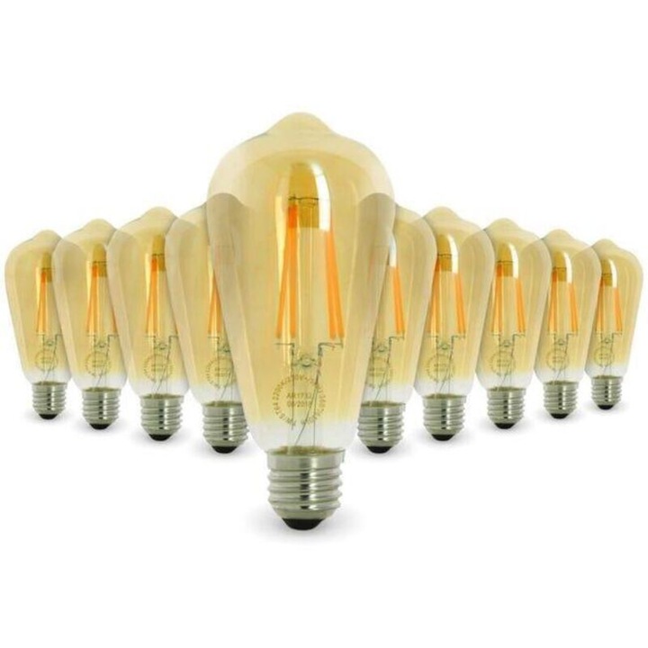 10 db E27 ST64 LED izzó készlet, 7W, meleg fehér, 64x145mm