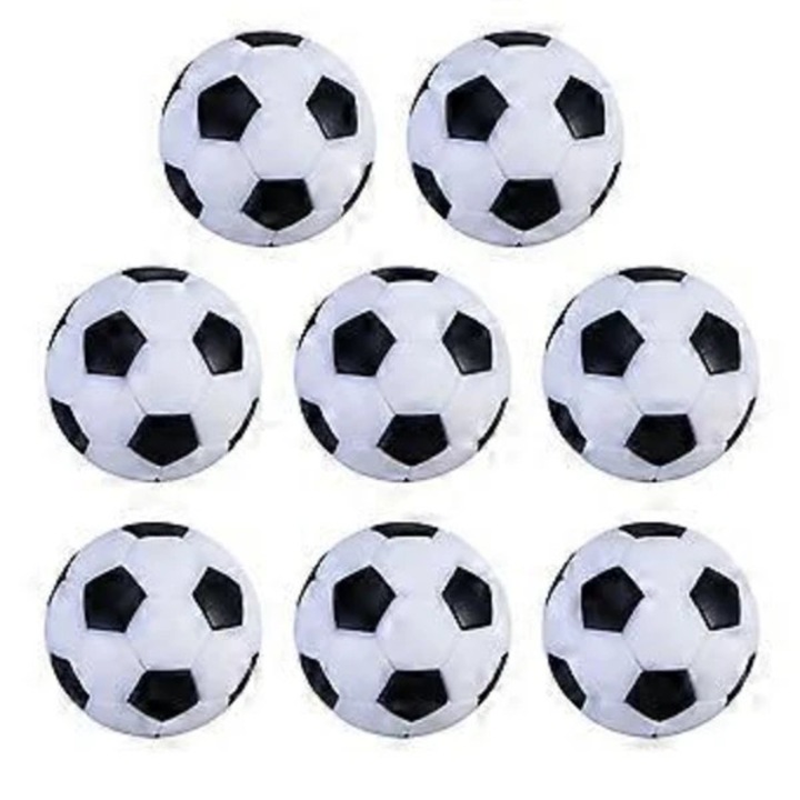 Asztali foci labdák / foosball golyók műanyagból, 32 mm átmérőjű, klasszikus fekete-fehér mintával, fekete/fehér, 8 darab
