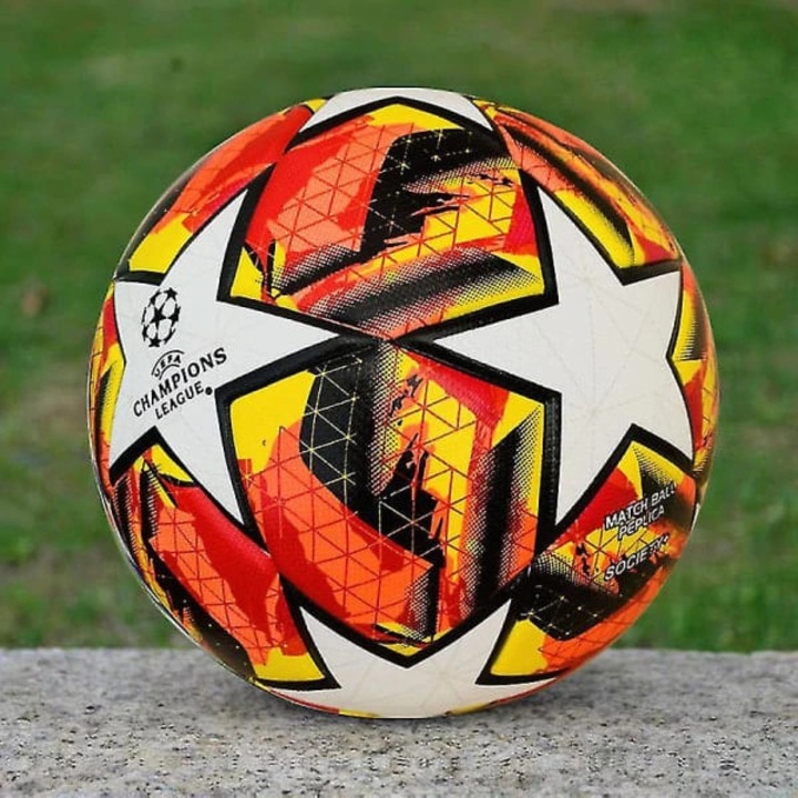 Futball labda, 5-ös méret, piros, 24x24x24cm, PU, ragasztott
