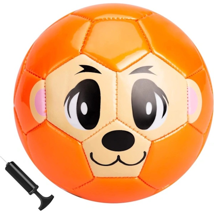 Minge de fotbal / balon pentru copii din pvc, moale si elastica, cu imprimeu fata de maimuta, portocaliu, marime 2