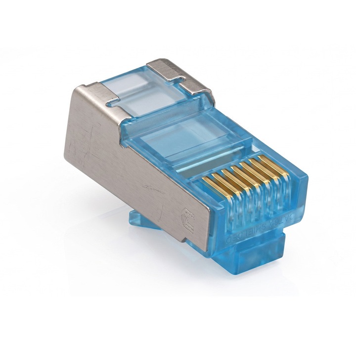RJ45 S/FTP CAT 7 Csatlakozó, Kék, Fém árnyékolással - 50db/szett
