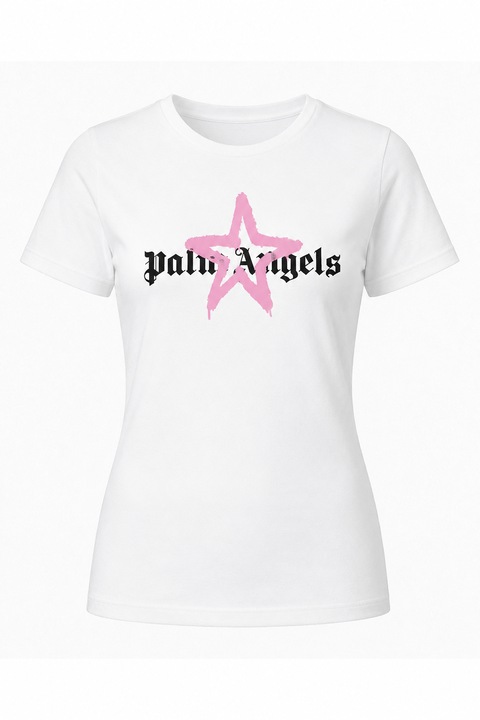 Női póló Star Pink, divatos, Fehér, S