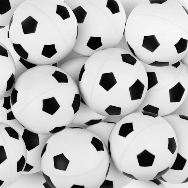 Set 24 bucati, mingi saltatoare din cauciuc cu model fotbal, diametru 4 cm, cu efect puternic de saritura, alb/negru, 24 x 4 cm