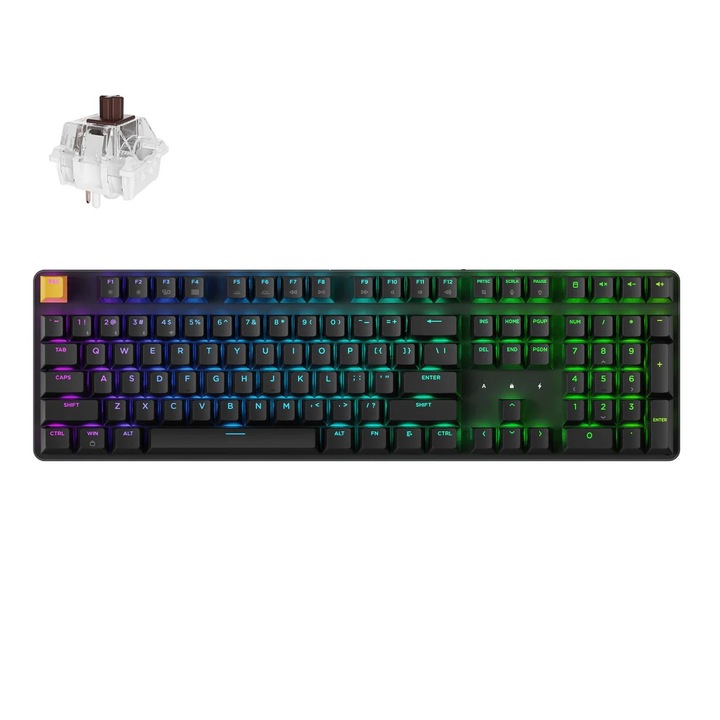 Безжична механична клавиатура Keychron J5 QMK Черна, RGB Hot-Swap, Keychron Super Brown