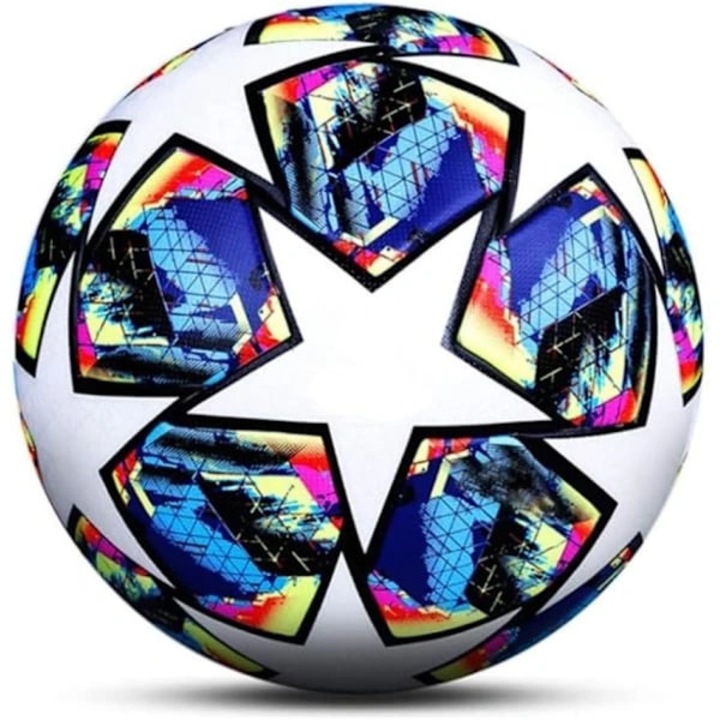 PU szintetikus bőr futball labda, vízálló, hőhegesztett, texturált felület a jobb irányításért, Champions League, fehér/többszínű, 5-ös méret
