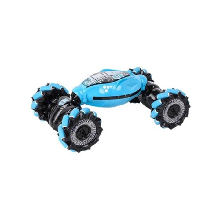 Stunt 4x4 autó, távirányító és gesztusvezérlés, kék, 360°-os forgatás, LED lámpák, újratölthető akkumulátor