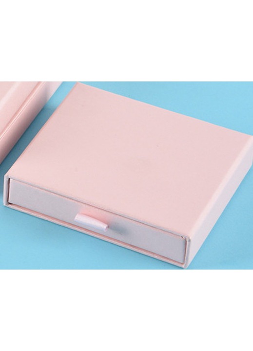 Set 2 cutii bijuterii roz, carton kraft, 8x7.5x1.85cm, design elegant, captuseala moale