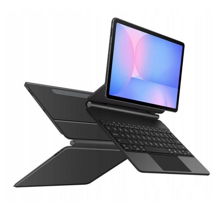 Калъф с клавиатура и тъчпад за Samsung Galaxy Tab 10"9" S10 FE, S9 FE, S10 Lite, плаващ дизайн, Bluetooth, черен