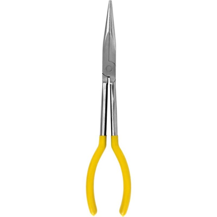 Hosszúcsőrű fogó króm-vanádium acélból, csúszásmentes PVC nyéllel, 280 mm (11"), sárga, 1 db