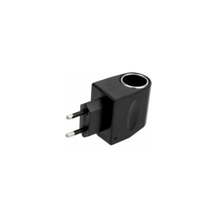 Конвертор/адаптер 220V към 12V за гнездо за запалка на автомобил, със защита от пренапрежение и свръхток, с LED индикатор, черен, 6W