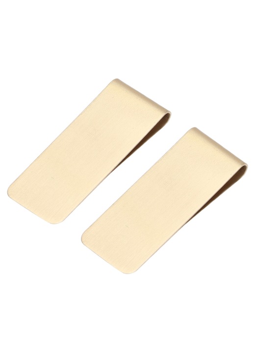 Set 2 cleme metalice pentru bani, otel inoxidabil, auriu, mini portofel