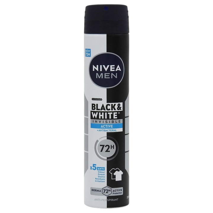 Антиперспирант дезодорант, Nivea, 200 ml Men Invisible Bw Active