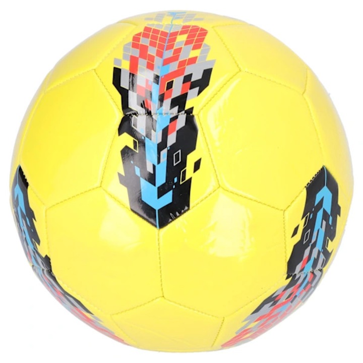 PU bőr futball- / focilabda szénszálas habbal, gépi varrással, tartós, fokozott irányíthatósággal, sárga, nemzetközi szabvány 5-ös méret