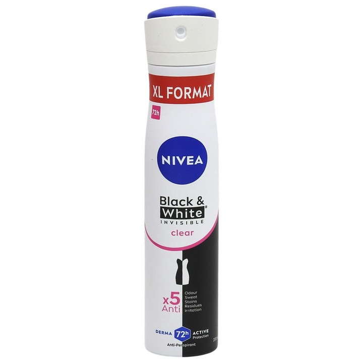 Антиперспирант дезодорант, Nivea, 200 ml Invisible Bw Clear