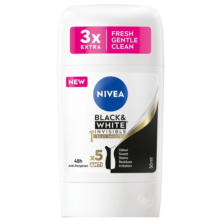 Izzadásgátló stift, Nivea, 50 ml Invisible Bw Silky Smooth