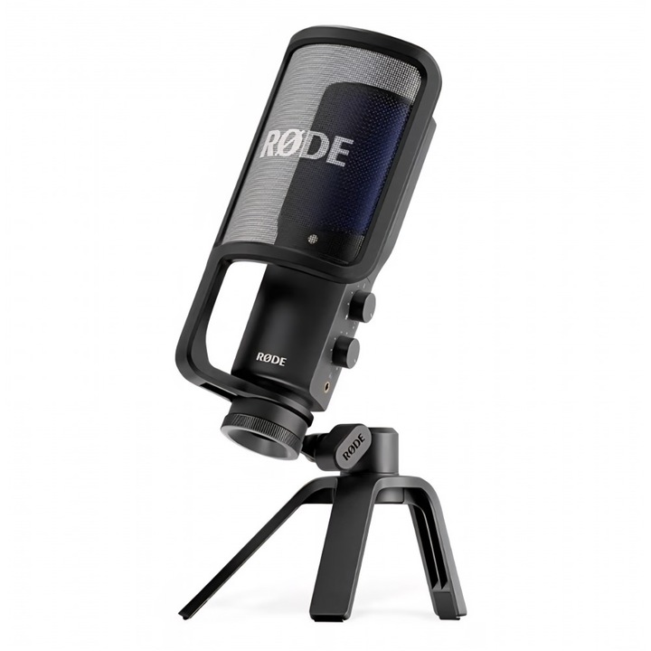 Професионален USB микрофон RØDE NT-USB+, за висококачествени аудио записи на PC, Mac и мобилни устройства, директен мониторинг, черен, доставка 7-9 дни
