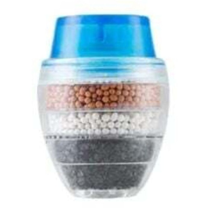 Filtru mini purificare apa robinet, fibra carbon, 5 straturi, alb, compact