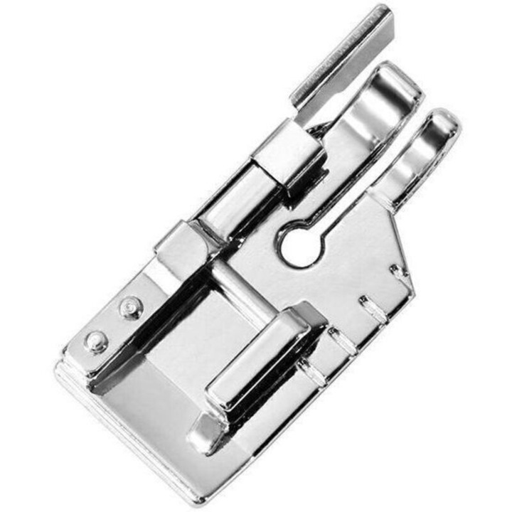 Varrógép talp (varrótalp) 1/4'' szegélyezéshez, rozsdamentes acélból, háztartási varrógépekkel kompatibilis, fekete, 1 db, 10x8x7 cm