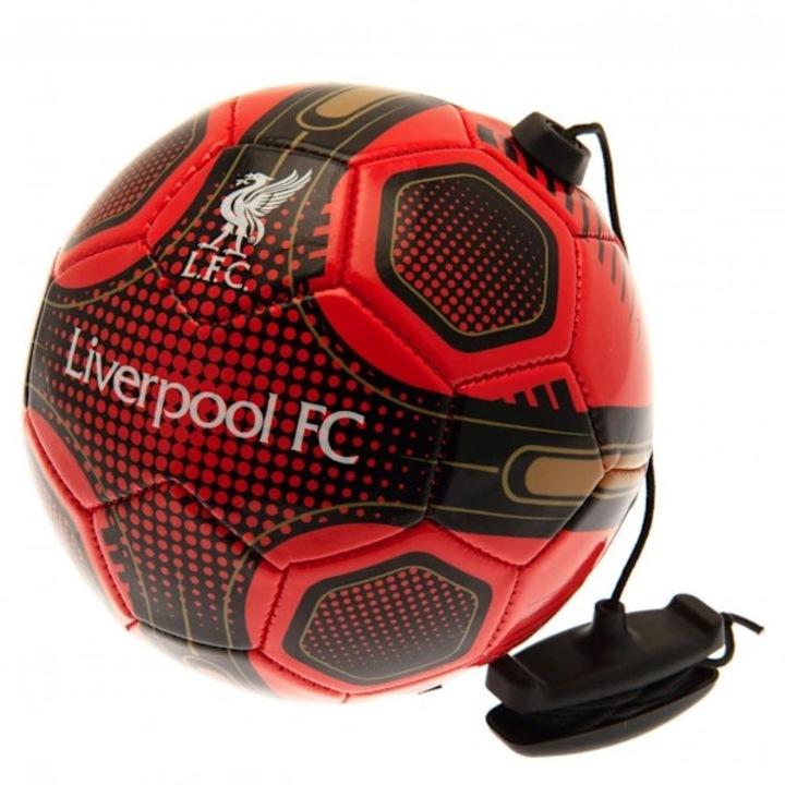 Liverpool FC, Minge de antrenament din material sintetic, cu cordon elastic pentru imbunatatirea controlului si puterii, Skills Training Ball 2, Rosu/Negru, 51 cm