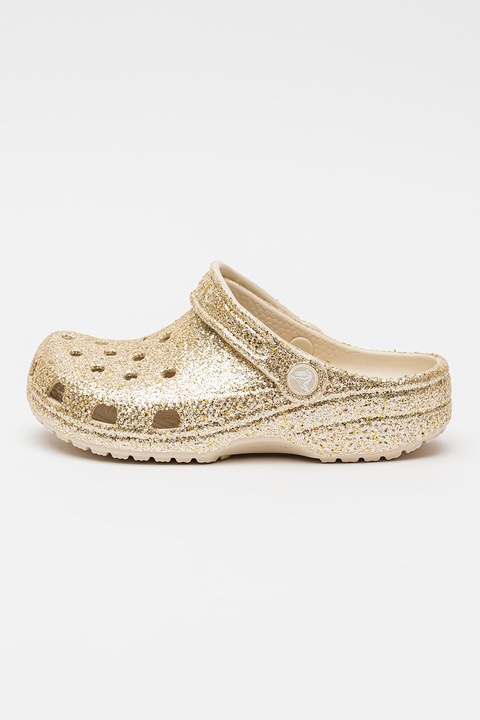 Crocs, Classic vastag talpú csillámos papucs, Aranyszín