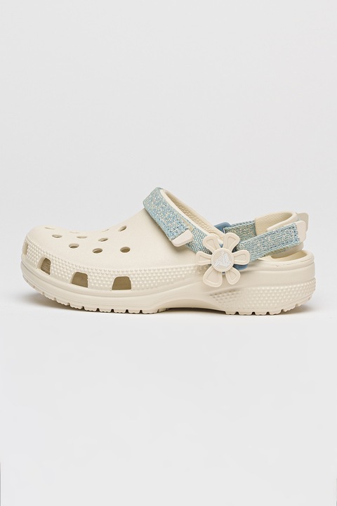Crocs, Classic virágmintás sarokpántos papucs, Világosbézs