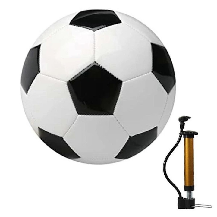 Futball labda, PVC, klasszikus design, pumpával és tűvel, robbanásgátló, uniszex, fekete/fehér, 5-ös méret (O 21.5 cm)