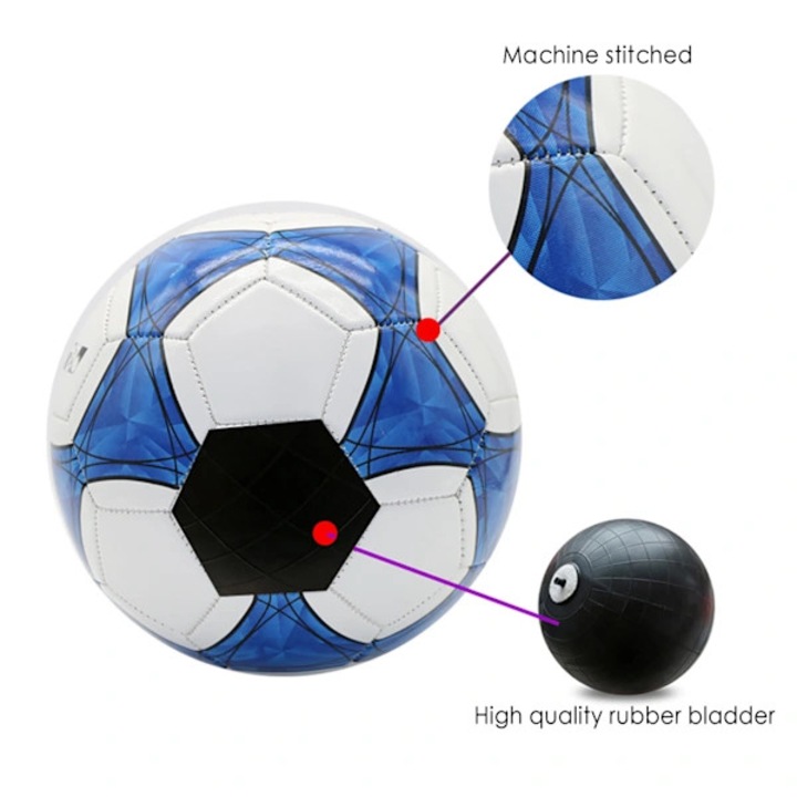 5-ös méretű futballlabda, géppel varrott, puha PVC, pumpával és hordtáskával