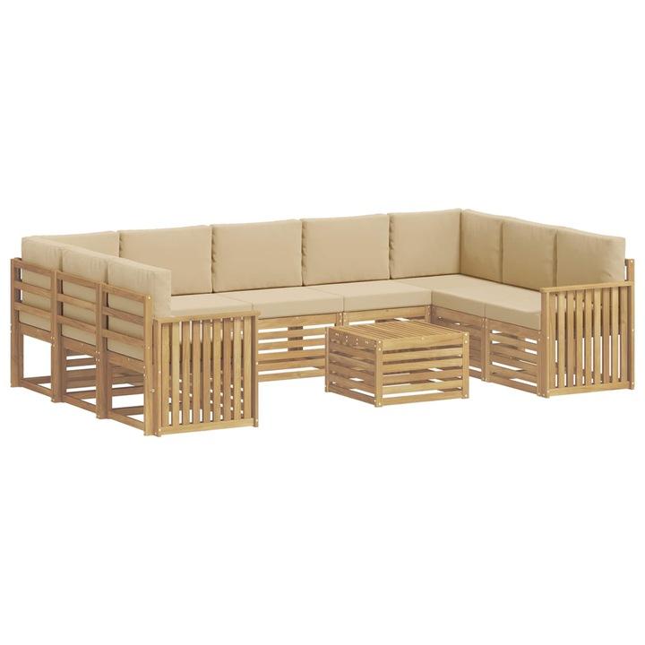 Set de canapele de exterior 10 pcs vidaXL, Alb si Bej 59 x 59 x 37 cm