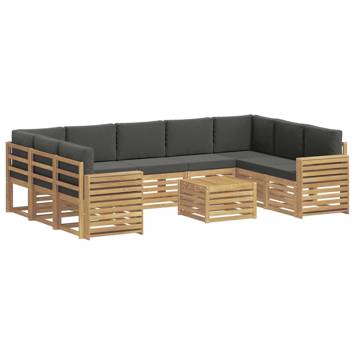 Set de canapele de exterior 10 pcs vidaXL, Alb si antracit