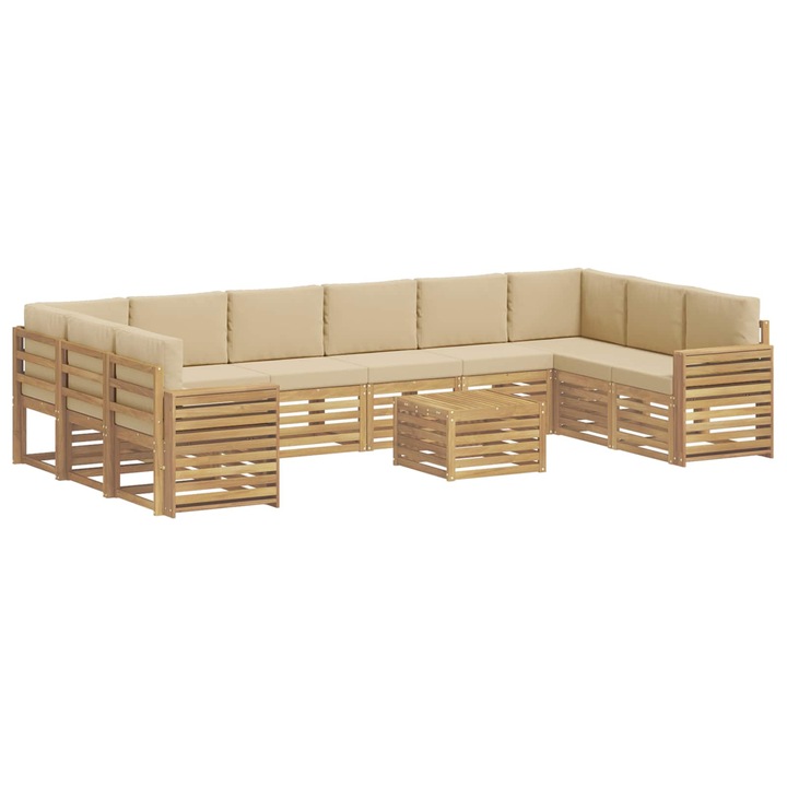 Set de canapele de exterior 11 pcs vidaXL, Alb si Bej 59 x 59 x 37 cm