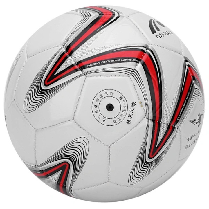 PVC futball-labda (gömb), géppel varrott, belső gumiballonnal, ellenálló és vízálló, piros/fehér, 4-es méret