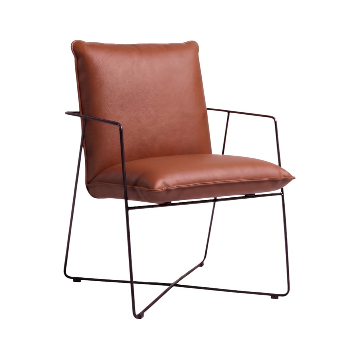 Scaun Arezzo, Piele Naturala, Madras Cognac, 64cm x 70cm x 85cm