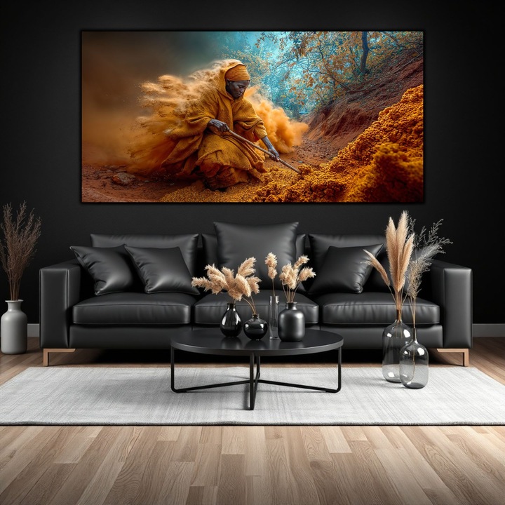 Tablou Living - Print UV pe Sticla Securizata - 120x60 cm - Nisip in Vant