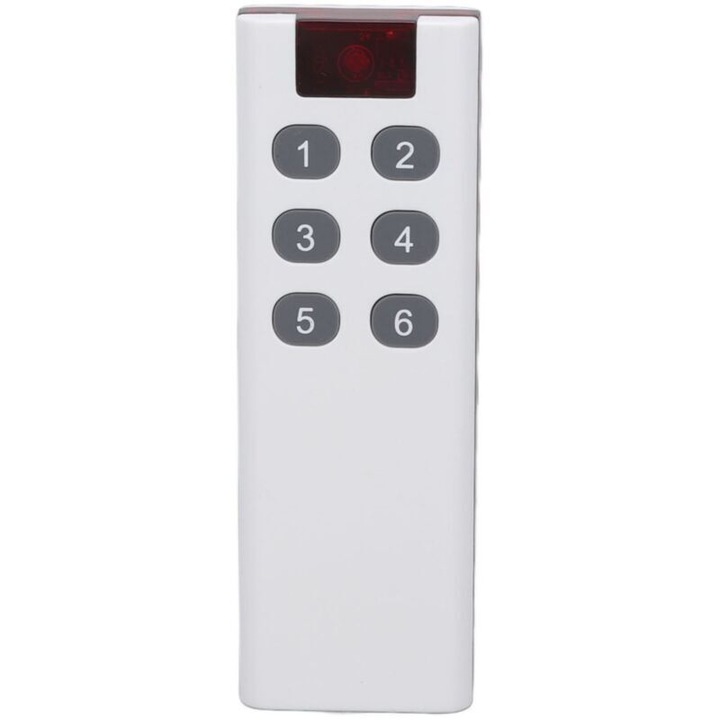 Telecomanda digitala de invatare, fara fir 433 MHz, cod fix 1527, 6 butoane, raza 1000 m, alb, 1 buc