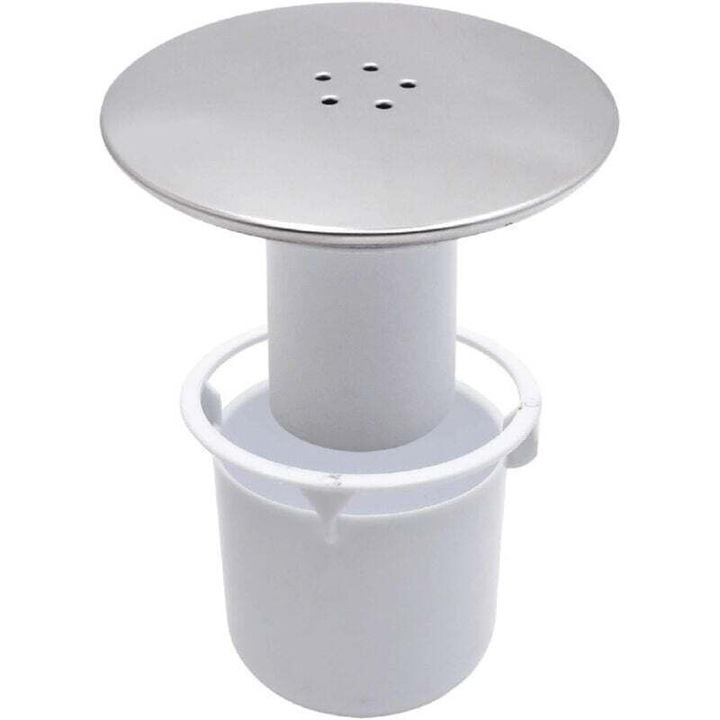 Capac de scurgere pentru dus, capac sifon compatibil Viega Tempoplex, 90 mm/115 mm, finisaj cromat, anti-miros si anti-infundare, crom/alb, 115 x 115 x 95 mm