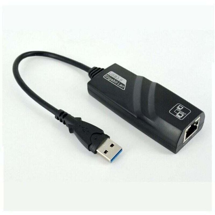 Адаптер Ethernet USB 3.0 Gigabit RJ45 кабел 29.5см черен