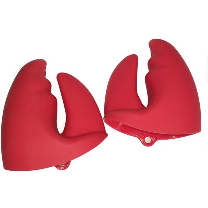 Manusi de cuptor din silicon in forma de cleste de homar, rezistente la caldura pana la 230°C, antiderapante, rosu, 2 bucati