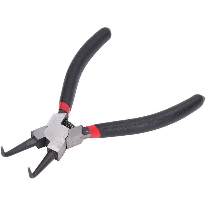 Belső seegergyűrű fogó, hőkezelt szénacél, csúszásmentes mártott nyél, 90°-ban hajlított pofák, 150 mm (6 inch), Fekete/Piros, 1 db
