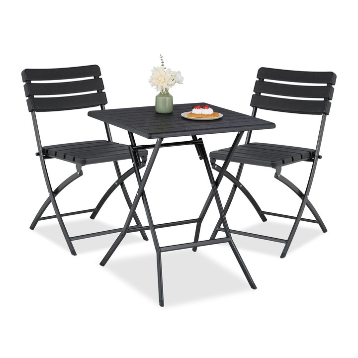 Set mobilier balcon 3 piese aspect lemn