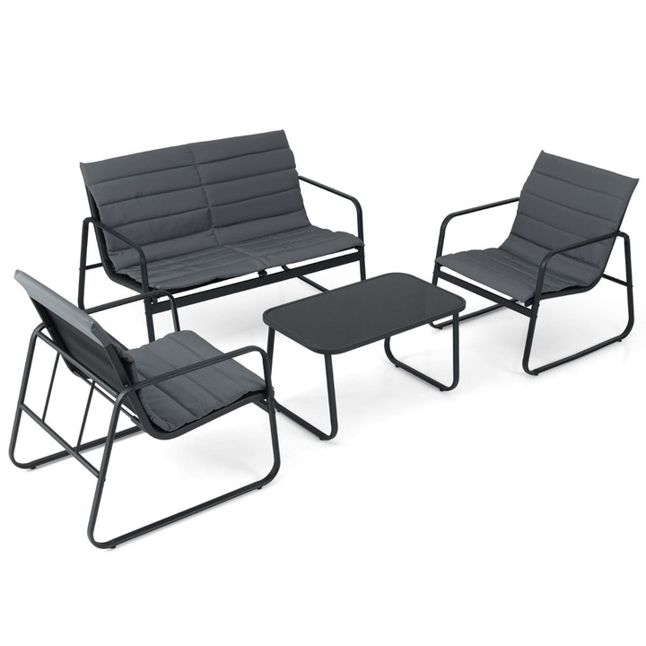 Set mobilier gradina 4 piese cu perne
