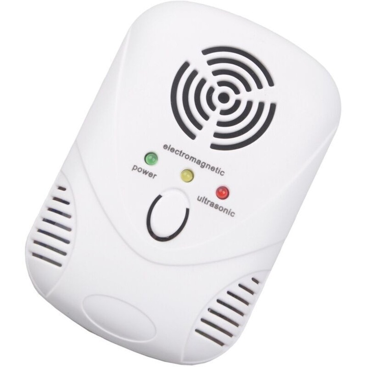 Repulsor ultrasonic insecte si rozatoare, compact, alb, interior