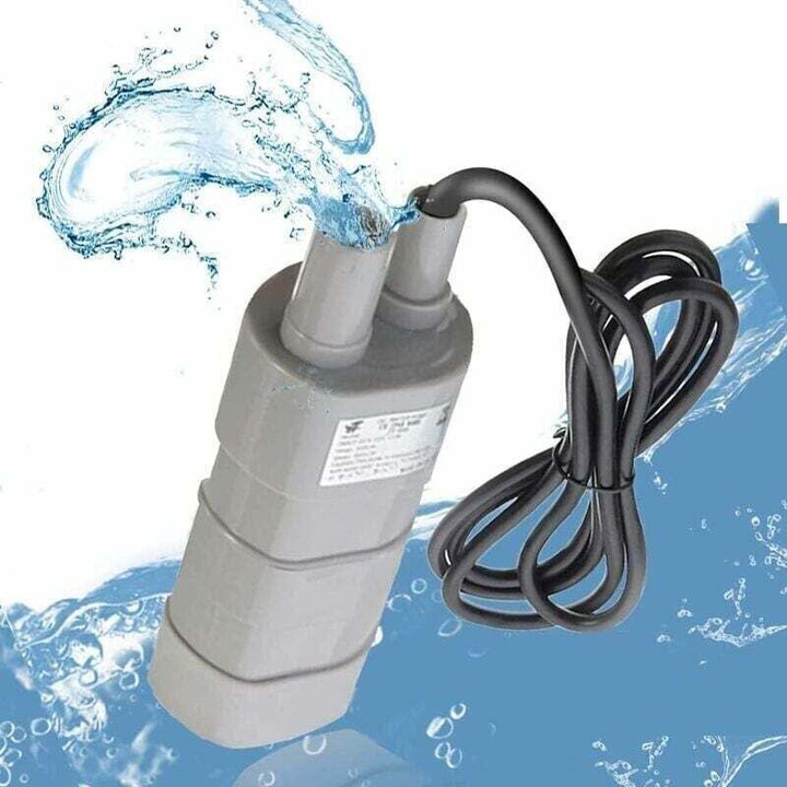 Pompa submersibila de apa, pompa de apa 12 V, debit 600 L/h, inaltime de pompare 5 m, compacta 98x38 mm, gri, 1 buc