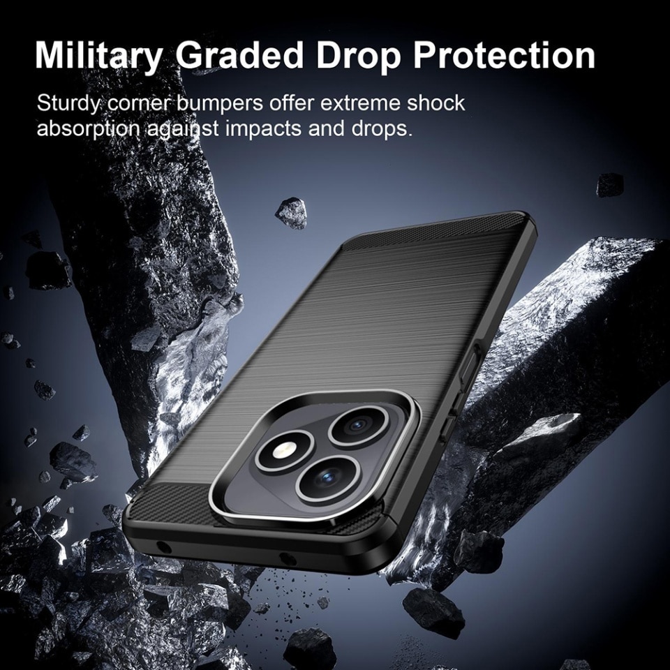 Husa pentru Honor X8d din Silicon Slim, cu textura Fibra Carbon, set cu sticker, Carbon Silicone, Negru