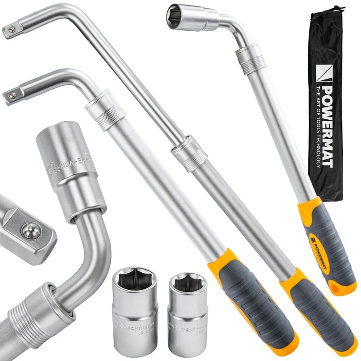 Teleszkópos kerékcsavarkulcs csőkulcsokkal PM-KLDK-530T, 1/2" 350–530 mm, Powermat PM1620