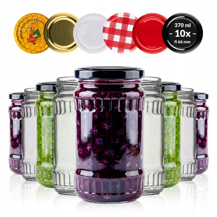 Set Borcane Ergonomice Din Sticla Transparenta Cu Capac, Superbutelki, 370 ml, 12.7 cm x 7 cm, Multicolor, Calitate, 10 Bucati