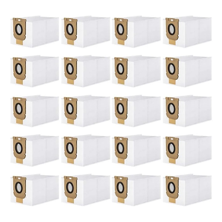 Set 20 bucati, pungi pentru sac de praf pentru Z10 Station/H30 Combo Station, filtrare 99.7% pentru particule de 0.3 µm, inchidere automata cu etansare, Alb
