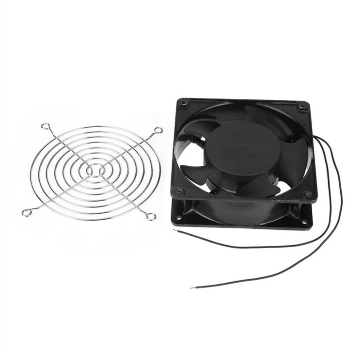 Inkubátor hűtőventilátor, tartós műanyag axiális ventilátor, hordozható, 220-240 V AC, 88-1232 tojásos inkubátorokhoz, Fekete, 1 darab